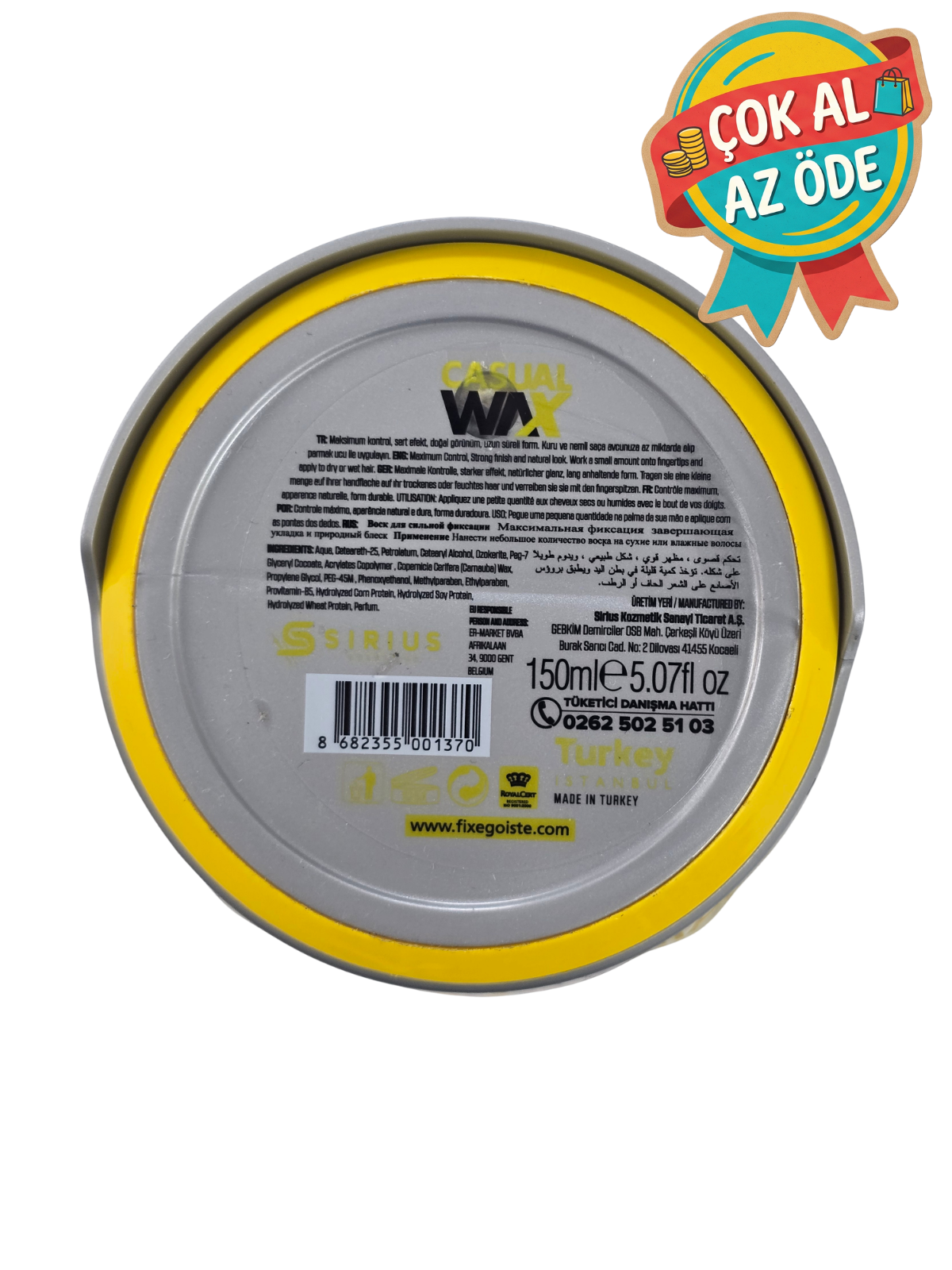 Fix Egoiste Casual Wax Natural Effect Saç Vaksı 150 ml - Keratin & ProV Complex Esnek Kontrol Vaks