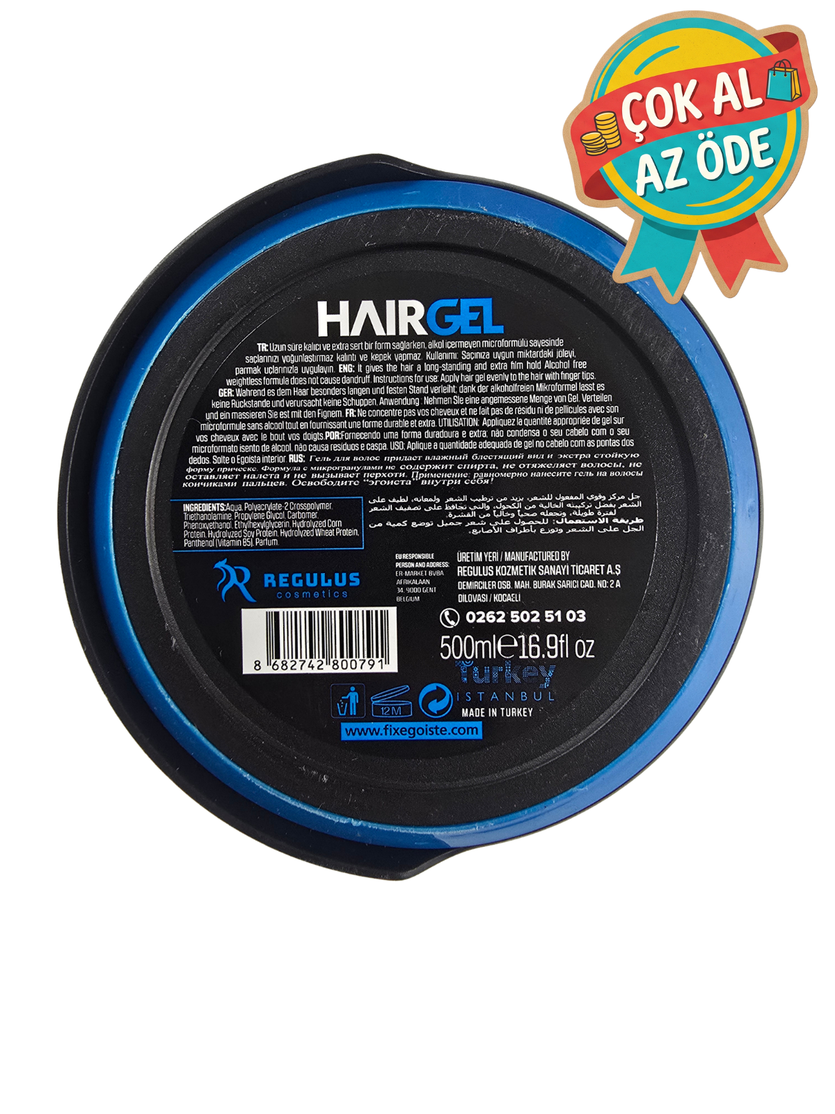 Fix Egoiste Hair Gel 08 Strong Gel Saç Jölesi 500 ml - Keratin & ProV Complex Güçlü Tutuş