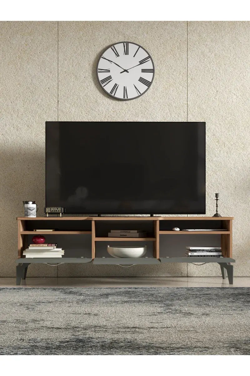 Tv Sehpası Tv Ünitesi 160 Cm Atlantik Çam Antrasit Mistral 5071