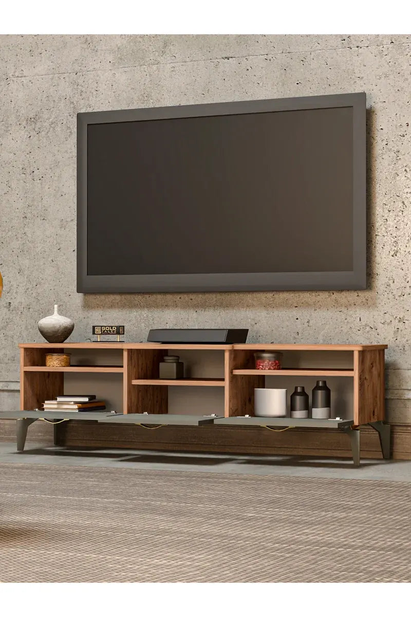 Tv Sehpası Tv Ünitesi 160 Cm Atlantik Çam Gold Mistral 5070