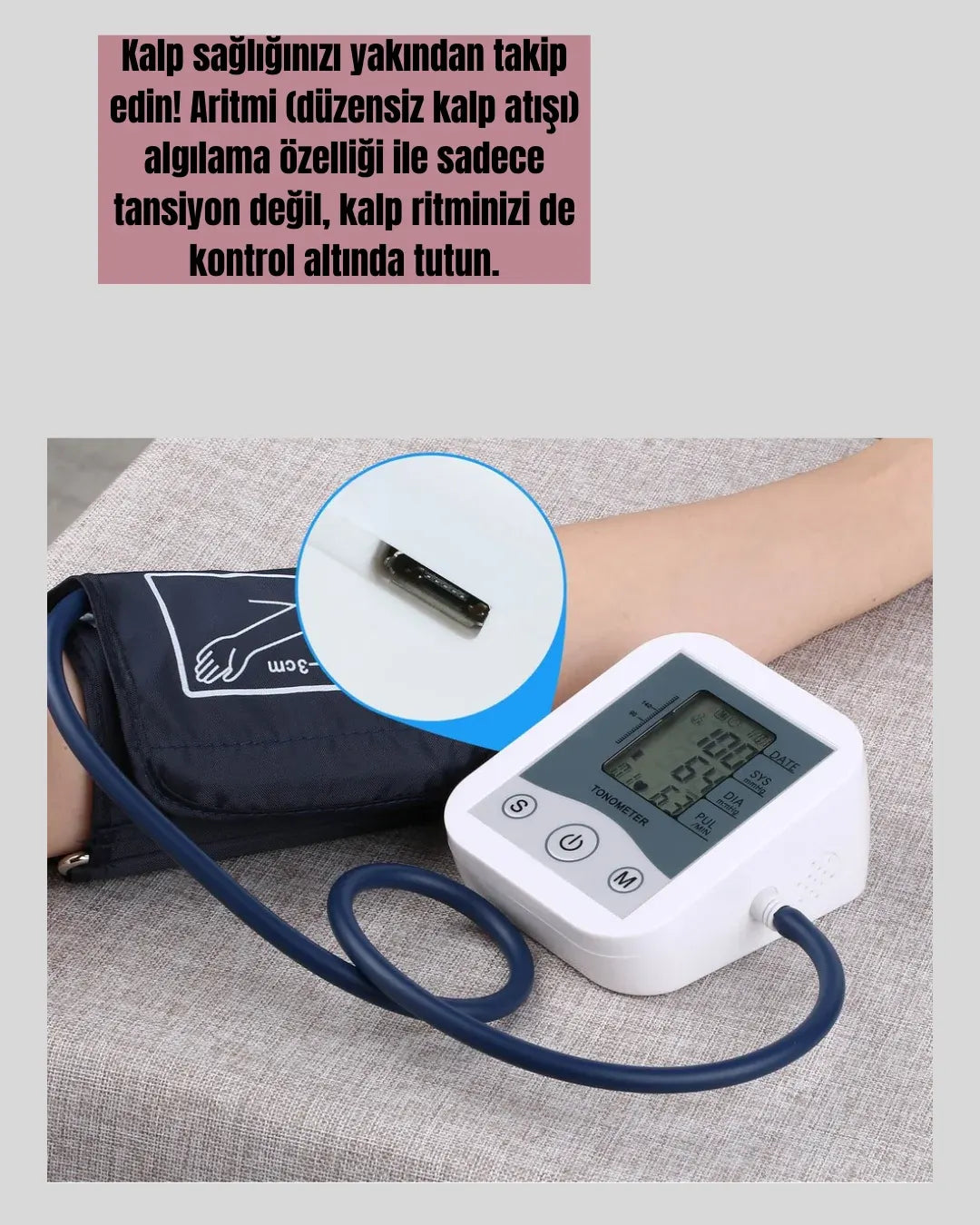 2 Kullanıcı Hafızalı USB Uyumlu Tansiyon Ölçer