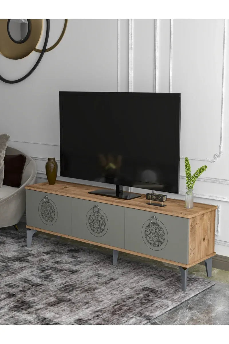 Tv Sehpası Tv Ünitesi Saraylı Atlantik Çam - Antrasit 5061