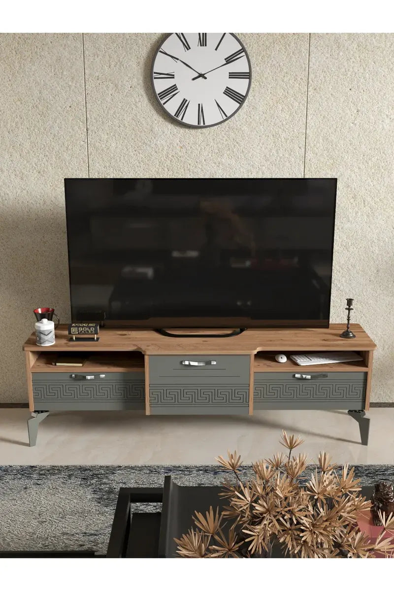 Tv Sehpası Tv Ünitesi 160 Cm Atlantik Çam Antrasit Mistral 5071