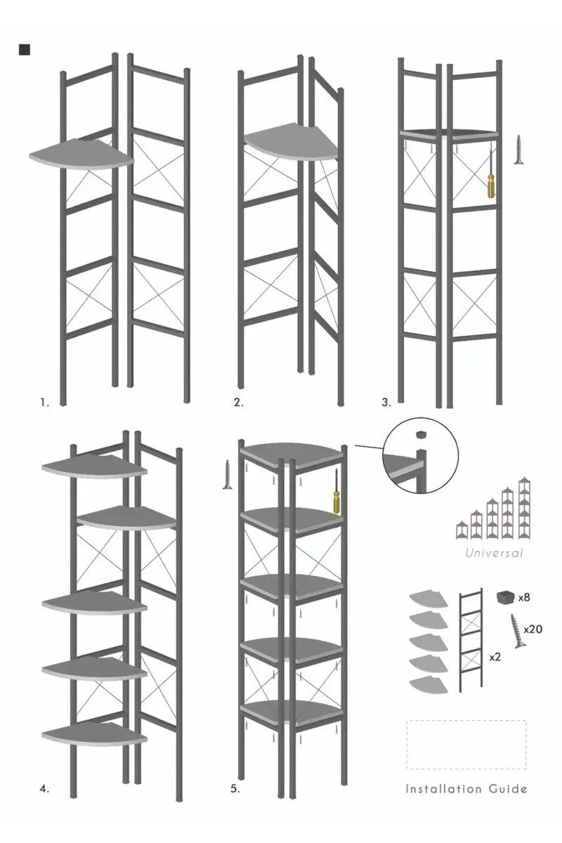 Kitaplık Çiçeklik 6 Raflı Beyaz Çok Amaçlı Stand Altı Bölmeli 160*30*43