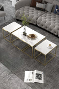 Orta Sehpa Ve Zigon Yan Sehpa Flora Set Gold Beyaz
