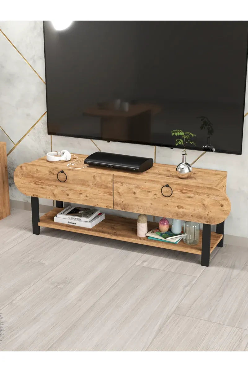 Tv Sehpası Ünitesi Tekli Orta Sehpa 3'Lü Zigon Sehpa Set Üç Ürün Atlantik Çam
