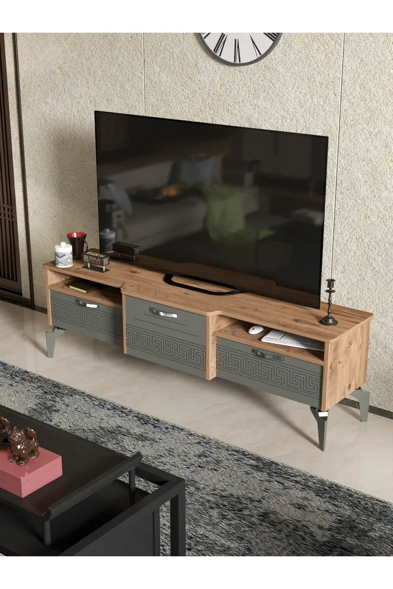 Tv Sehpası Tv Ünitesi 160 Cm Atlantik Çam Antrasit Mistral 5071