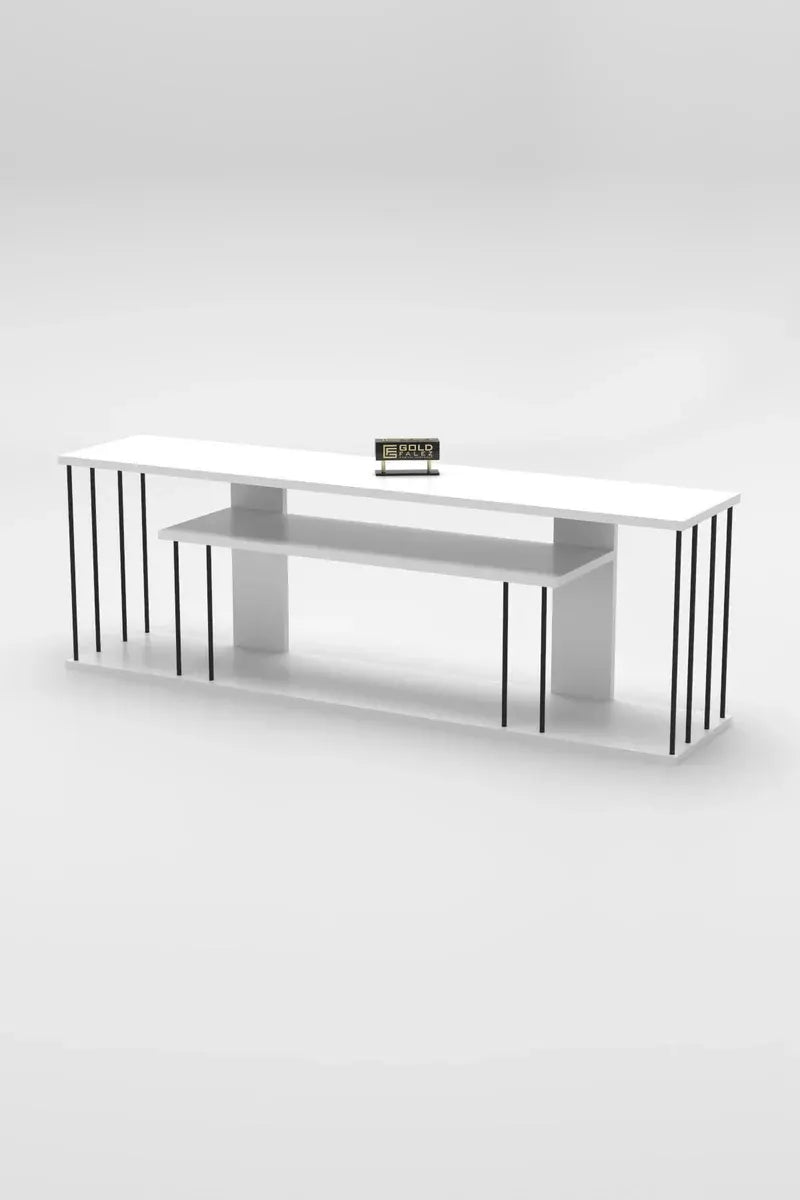 Tv Sehpası Tv Ünitesi Raflı 140 Cm Gzd Plus Beyaz