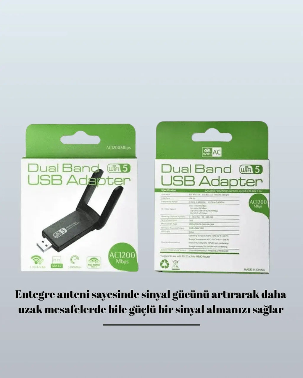 USB 3.0 Wireless Adaptör – 2.4GHz & 5GHz Destekli