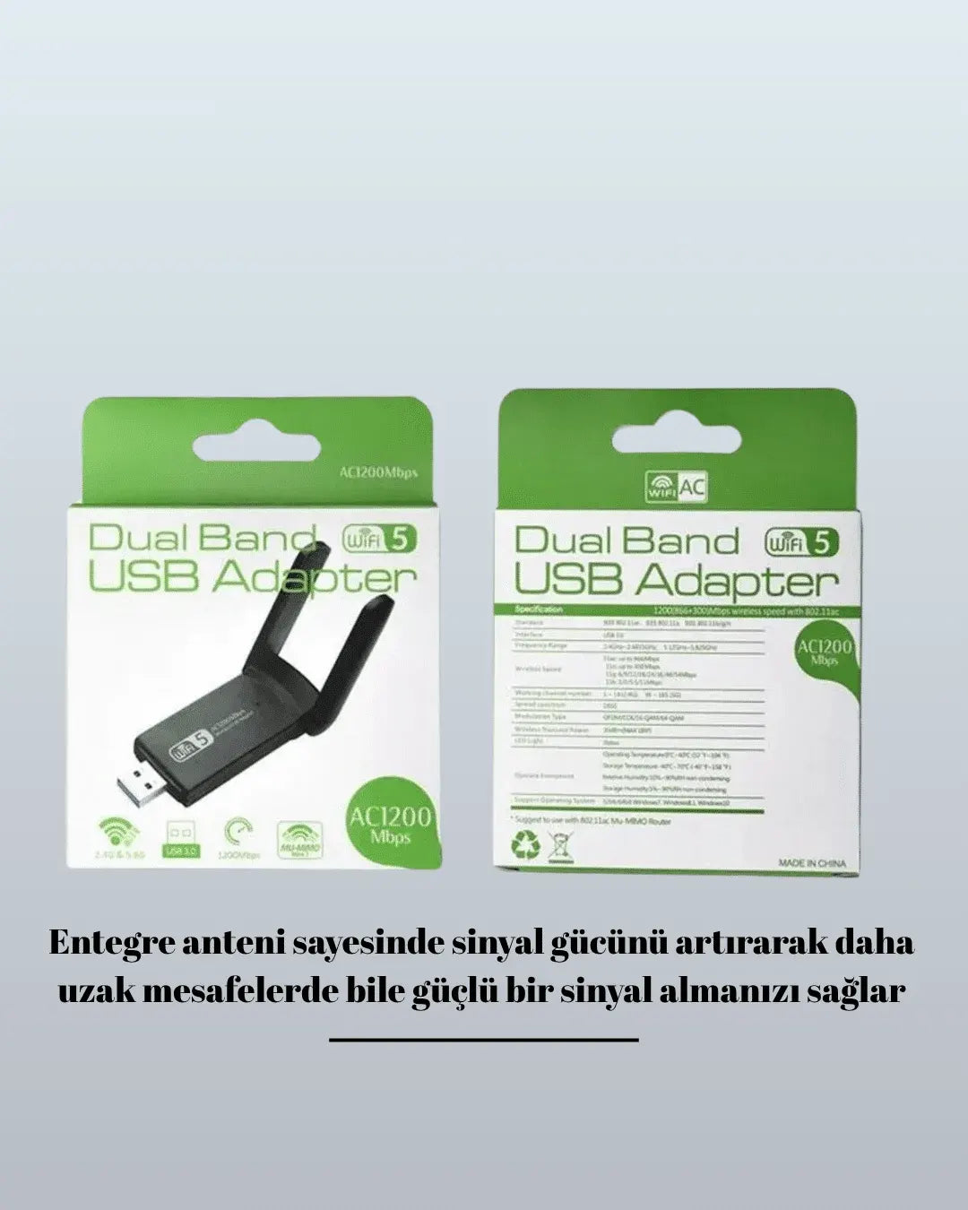 USB 3.0 Wireless Adaptör – 2.4GHz & 5GHz Destekli