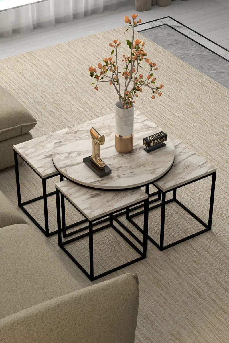 Orta Sehpa Ve Zigon Sehpa Oval Lüx 5'Li Set Efes