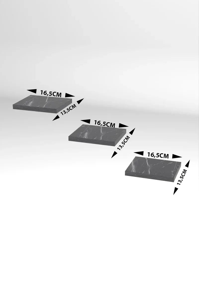 Duvar Rafı Dekoratif 3 Adet Çiçeklik Kare Ceviz