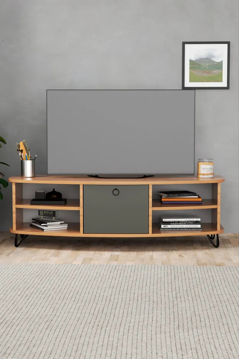 Tv Sehpası Tv Ünitesi 136 Cm Atlantik Çam Antrasit Vienna 5007