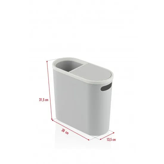 Gri Kapaklı WC Kağıtlıklı Çöp Kovası & Ofis Çöp Kovası 10 Lt