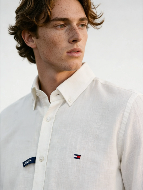 Erkek Premium %100 Linen (Keten) Regular Fit Yaka Düğmeli Gömlek